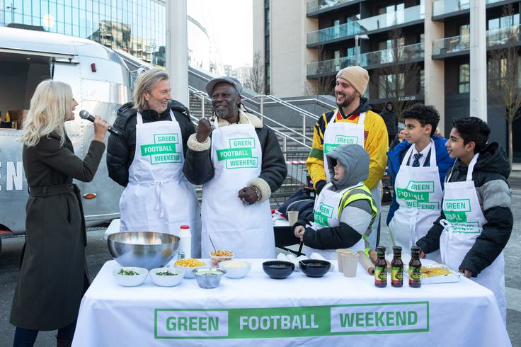 All Smiles for Robbie Savage and Levi Roots at Green Football Weekend 2024 launch